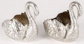 PAIR OF GERMAN SILVER SWAN FORM CONDIMENT