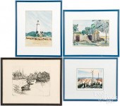 TWO DOROTHY KEELY WATERCOLORS OF COASTAL