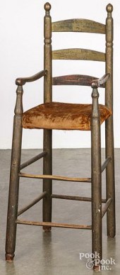 PAINTED WINDSOR HIGHCHAIR, 18TH C.,