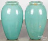 PAIR OF LARGE POTTERY URNS, 31H.Pair