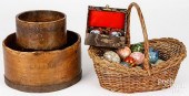 ENGLISH WOODEN GALLON AND QUART MEASURES,
