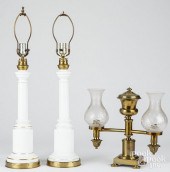 THREE TABLE LAMPSThree table lamps,