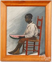 OIL ON ARTIST BOARD OF A BLACK AMERICAN