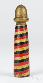 TURNED AND PAINTED GAME PIN, LATE 19TH
