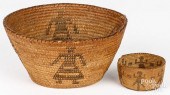 TWO PIMA INDIAN COILED BASKETS, CA.