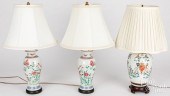TWO CHINESE EXPORT PORCELAIN TABLE LAMPS,