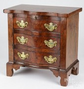 MINIATURE CHIPPENDALE WALNUT CHEST OF