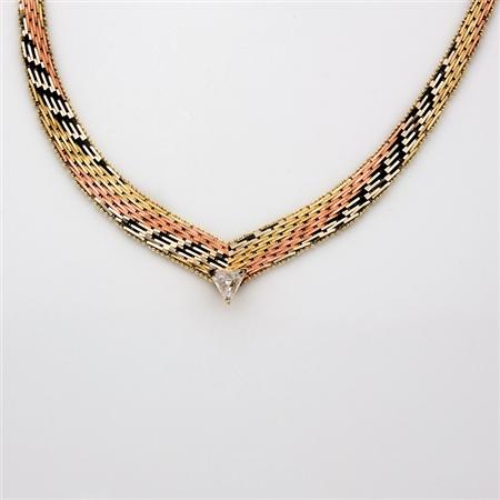 Tricolor Gold and Diamond Necklace  68c58