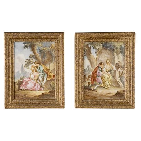 Pair of Framed Continental Porcelain 6975f