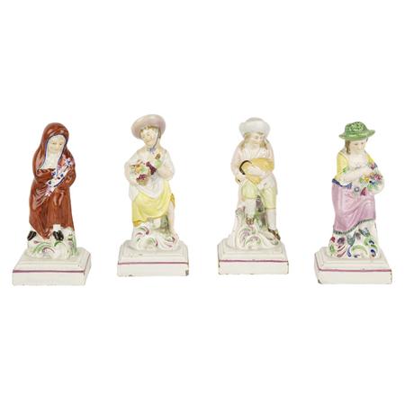 Set of Four English Pearlware Figures	 