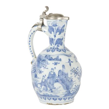German Faience Blue and White Pewter 6a694