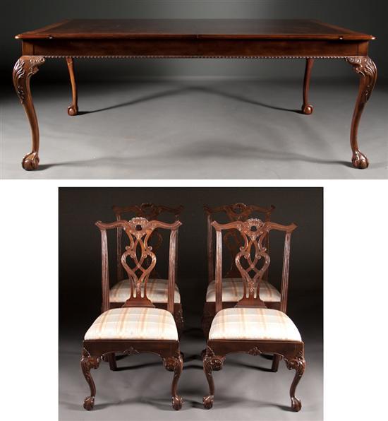 Chippendale style mahogany dining table and