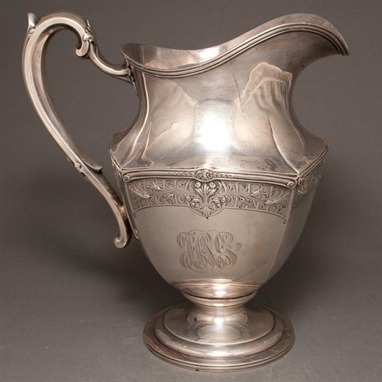 American chased silver water pitcher  77f88