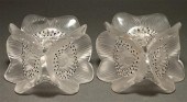 Pair of Lalique molded and partially