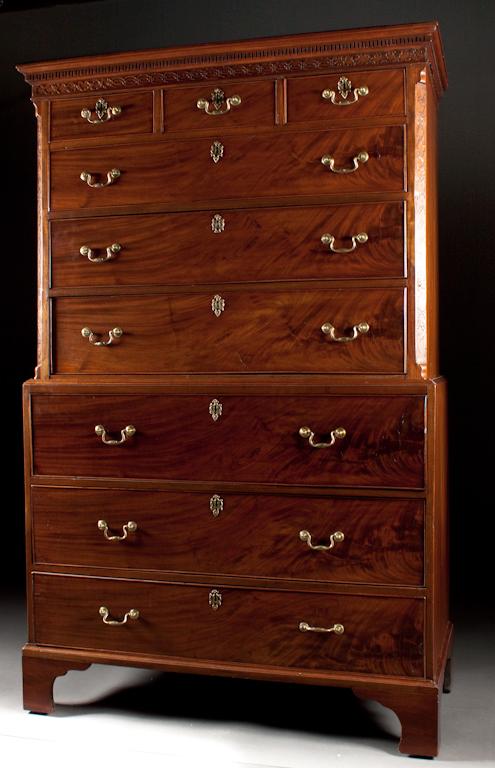 George III carved mahogany chest on chest 78162
