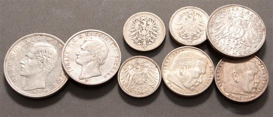 Selection of German silver coins