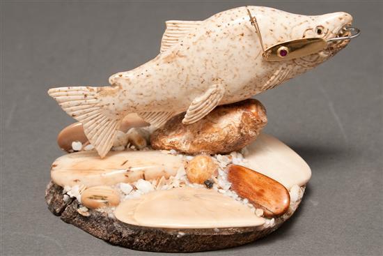 Continental carved bone trout with