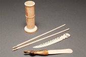 Japanese etched ivory cylindrical pen