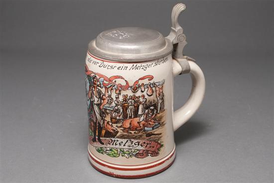German pewter-mounted paint-decorated