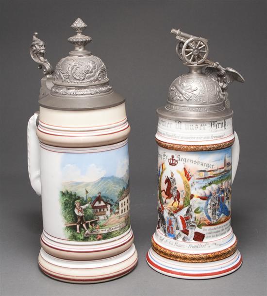 Two German pewter mounted painted 78355
