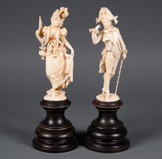 Pair of Continental carved ivory figures