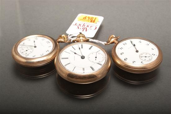 Three open face pocket watches 786ad