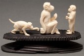 Japanese carved ivory monkey figural