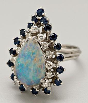 Opal sapphire diamond ring central 90a78