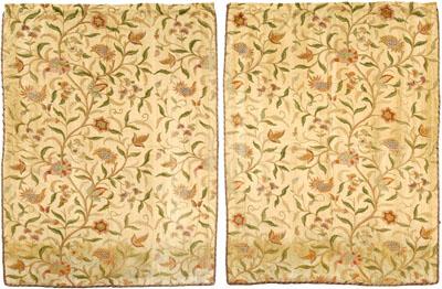 Pair crewelwork panels worked 90ae0