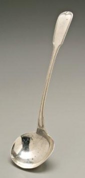 James Conning coin silver ladle, fiddle