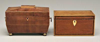 Two tea inlaid boxes one mahogany 909aa