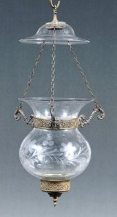 Brass mounted hall lantern, intaglio