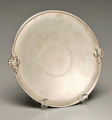 Tiffany silver footed plate, scroll and shell