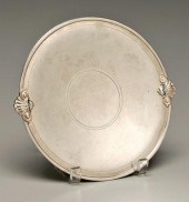 Tiffany silver footed plate, scroll