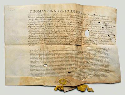 John Penn 1773 land grant partially 91650