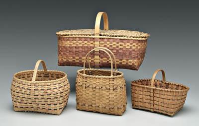 Four Cherokee oak split baskets  9166b