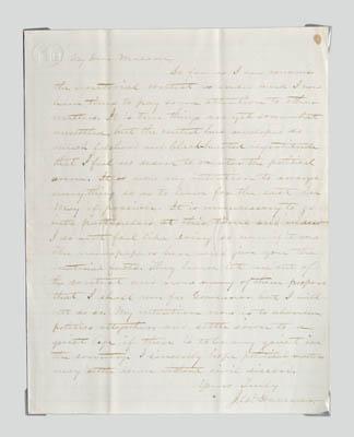 James W. Denver autograph letter,
