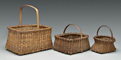 Three cane oak split baskets  9146b