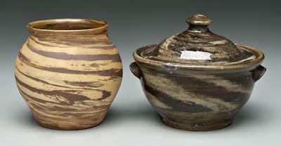 Two swirl pottery pots one with 914c0