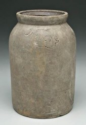 J. M. Barlow salt glaze stoneware jar,