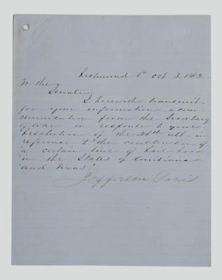 Jefferson Davis 1862 correspondence with
