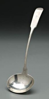 Charleston coin silver ladle, downturned