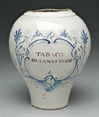 Dutch Delft tobacco jar Tabacq 9159d