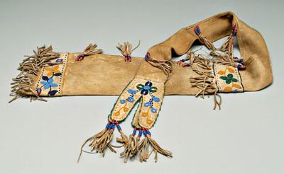 Native American beaded rifle scabbard, thread
