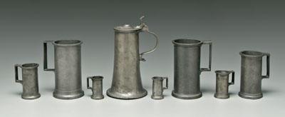 Group of pewter measures: six marked