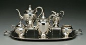 Five-piece sterling tea service: urn