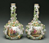 Pair porcelain vases: bottle form, hand