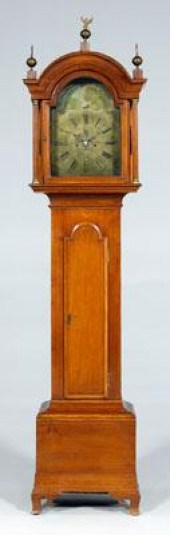 American Chippendale brass dial tall