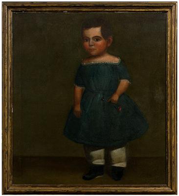 Folk art portrait child in blue 91e12