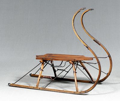 Bentwood sleigh or pony sled, S-shaped